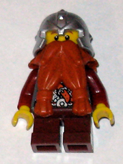 Fantasy Era - Dwarf, Dark Orange Beard, Metallic Silver Helmet with Studded Bands, Dark Red Arms – ЗАМЪЦИ