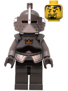 Fantasy Era - Crown Knight Plain with Breastplate, Helmet with Visor, Curly Eyebrows and Goatee, Black Hips, Dark Bluish Gray Legs – ЗАМЪЦИ