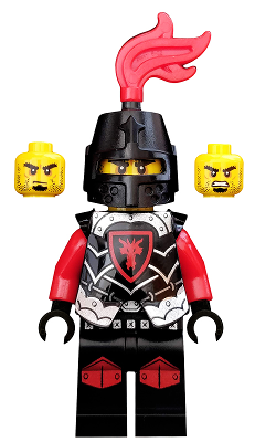 Castle - Dragon Knight Armor with Dragon Head, Helmet Closed, Red Plume, Black Bushy Eyebrows – ЗАМЪЦИ