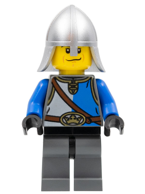 Castle - King's Knight Blue and White with Chest Strap and Crown Belt, Helmet with Neck Protector, Scared Face – ЗАМЪЦИ