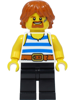 Blacksmith - White Tank Top with Blue Stripes, Black Legs, Dark Orange Hair – ЗАМЪЦИ