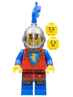 Lion Knight - Female, Flat Silver Helmet with Fixed Grille, Blue Plume – ЗАМЪЦИ