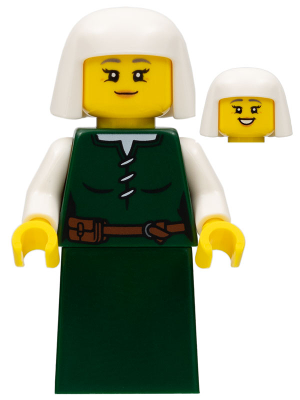 Peasant - Female, Dark Green Skirt, White Headdress – ЗАМЪЦИ