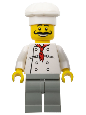 Chef - White Torso with 8 Buttons, Light Gray Legs, Long Curly Moustache – ГРАДСКИ