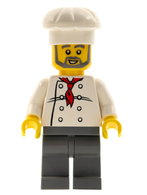 Chef - White Torso with 8 Buttons, Dark Bluish Gray Legs, Gray Beard – ГРАДСКИ