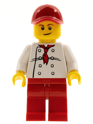 Chef - White Torso with 8 Buttons, Red Legs and Red Cap with Hole (City Square Hot Dog Vendor) – ГРАДСКИ