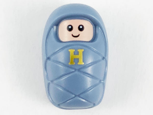 Harry Potter Baby / Infant with Stud Holder on Back with Light Nougat Smiling Face, Small Eyes and Gold Capital Letter H Pattern – КОЛЕКЦИОНЕРСКИ МИНИФИГУРКИ