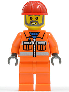 Construction Worker - Orange Zipper, Safety Stripes, Orange Arms, Orange Legs, Red Construction Helmet, Gray Angular Beard – ГРАДСКИ