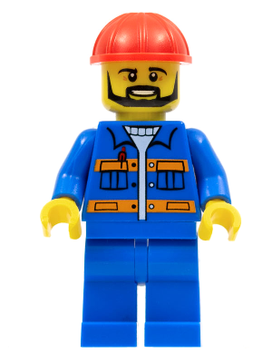 Blue Jacket with Pockets and Orange Stripes, Blue Legs, Red Construction Helmet, Black Angular Beard – ГРАДСКИ