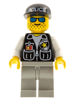 Police - Sheriff Star and 2 Pockets, Light Gray Legs, White Arms, Black Cap with Police Pattern – ГРАДСКИ