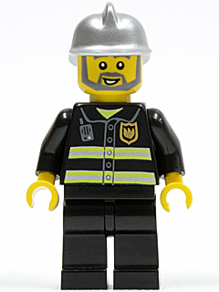 Fire - Reflective Stripes, Black Legs, Silver Fire Helmet, Gray Beard – ГРАДСКИ