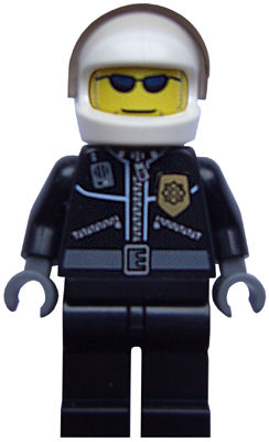 Police - City Leather Jacket with Gold Badge, White Helmet, Trans-Brown Visor, Dark Blue Sunglasses – ГРАДСКИ
