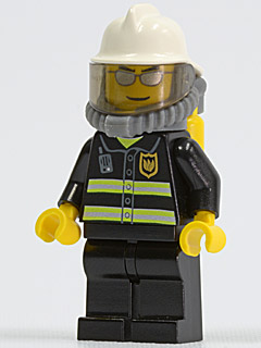 Fire - Reflective Stripes, Black Legs, White Fire Helmet, Silver Sunglasses, Breathing Neck Gear with Air Tanks – ГРАДСКИ