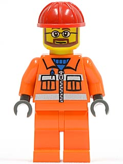 Construction Worker - Orange Zipper, Safety Stripes, Orange Arms, Orange Legs, Red Construction Helmet, Beard and Glasses – ГРАДСКИ