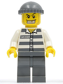 Police - Jail Prisoner 50380 Prison Stripes, Dark Bluish Gray Legs, Dark Bluish Gray Knit Cap, Gold Tooth – ГРАДСКИ