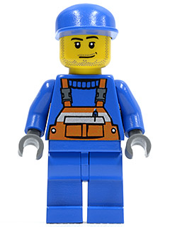 Overalls with Safety Stripe Orange, Blue Legs, Blue Cap, Smirk and Stubble Beard – ГРАДСКИ