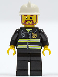 Fire - Reflective Stripes, Black Legs, White Fire Helmet, Brown Beard Rounded – ГРАДСКИ