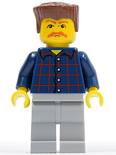 Plaid Button Shirt, Light Bluish Gray Legs, Reddish Brown Flat Top, Bushy Moustache – ГРАДСКИ