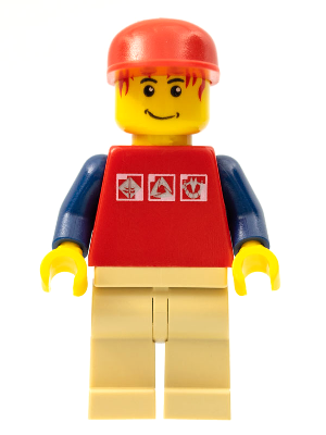 Red Shirt with 3 Silver Logos, Dark Blue Arms, Tan Legs, Messy Red Hair – ГРАДСКИ