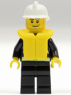 Fire - Reflective Stripes, Black Legs, White Fire Helmet, Smirk and Stubble Beard, Life Jacket – ГРАДСКИ