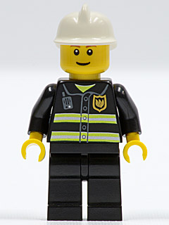 Fire - Reflective Stripes, Black Legs, White Fire Helmet, Thin Grin, Yellow Hands (Undetermined Eyebrows) – ГРАДСКИ