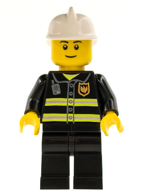 Fire - Reflective Stripes, Black Legs, White Fire Helmet, Black Eyebrows, Thin Grin, Yellow Hands – ГРАДСКИ