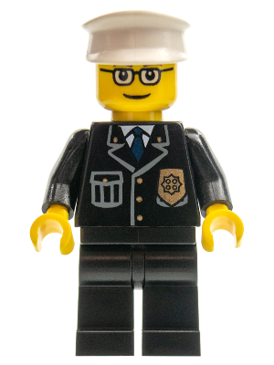Police - City Suit with Blue Tie and Badge, Black Legs, Glasses, White Hat – ГРАДСКИ