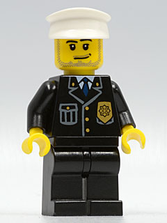 Police - City Suit with Blue Tie and Badge, Black Legs, White Hat, Smirk and Stubble Beard – ГРАДСКИ