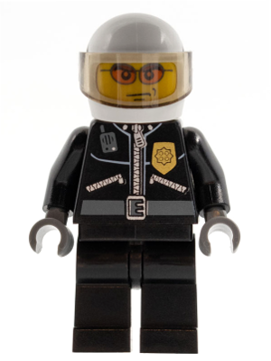 Police - City Leather Jacket with Gold Badge, White Helmet, Trans-Brown Visor, Orange Sunglasses – ГРАДСКИ