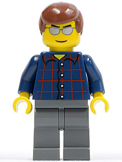Plaid Button Shirt, Dark Bluish Gray Legs, Reddish Brown Male Hair, Silver Sunglasses – ГРАДСКИ