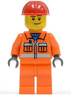 Construction Worker - Orange Zipper, Safety Stripes, Orange Arms, Orange Legs, Red Construction Helmet, Smirk and Stubble Beard – ГРАДСКИ