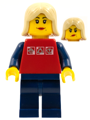 Red Shirt with 3 Silver Logos, Dark Blue Arms, Dark Blue Legs, Tan Female Hair – ГРАДСКИ