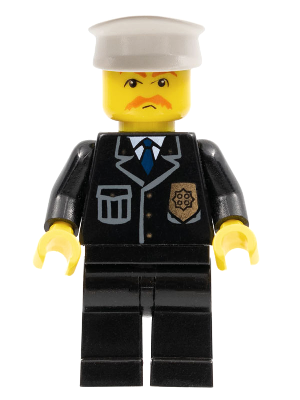 Police - City Suit with Blue Tie and Badge, Black Legs, Brown Moustache, White Hat – ГРАДСКИ