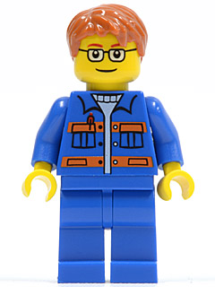 Blue Jacket with Pockets and Orange Stripes, Blue Legs, Dark Orange Short Tousled Hair, Brown Eyebrows, Glasses – ГРАДСКИ
