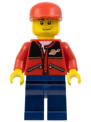 Red Jacket with Zipper Pockets and Classic Space Logo, Dark Blue Legs, Red Cap – ГРАДСКИ