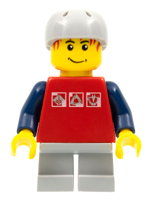 Skateboarder, Red Shirt with Silver Logos, Dark Blue Arms, Light Bluish Gray Short Legs, Male Messy Red Hair – ГРАДСКИ
