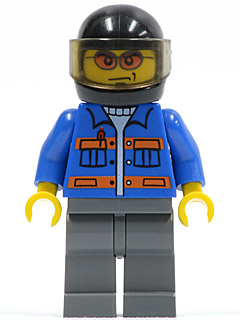 Blue Jacket with Pockets and Orange Stripes, Dark Bluish Gray Legs, Black Helmet, Orange Sunglasses – ГРАДСКИ