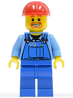 Overalls with Tools in Pocket Blue, Red Construction Helmet, Beard Around Mouth – ГРАДСКИ