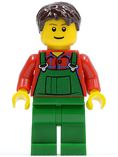 Overalls Farmer Green, Dark Brown Short Tousled Hair – ГРАДСКИ
