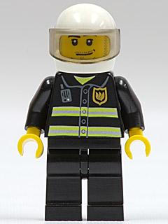 Fire - Reflective Stripes, Black Legs, White Standard Helmet, Trans-Brown Visor, Stubble Beard and Moustache, Smirk and Stubble Beard – ГРАДСКИ