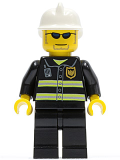 Fire - Reflective Stripes, Black Legs, White Fire Helmet, Dark Blue Sunglasses and Stubble – ГРАДСКИ