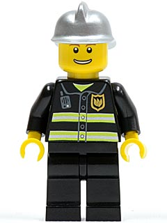 Fire - Reflective Stripes, Black Legs, Silver Fire Helmet, Thin Grin with Teeth – ГРАДСКИ