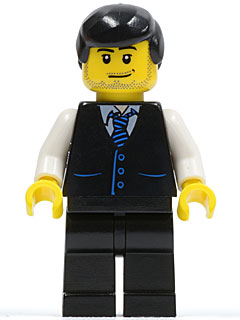 Black Vest with Blue Striped Tie, Black Legs, White Arms, Black Male Hair (Bus Driver) – ГРАДСКИ