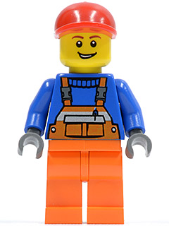 Overalls with Safety Stripe Orange, Orange Legs, Red Short Bill Cap, Open Grin – ГРАДСКИ