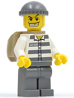 Police - Jail Prisoner 50380 Prison Stripes, Dark Bluish Gray Legs, Dark Bluish Gray Knit Cap, Gold Tooth, Backpack – ГРАДСКИ
