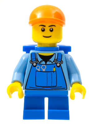 Overalls with Tools in Pocket Blue, Orange Short Bill Cap, Blue Short Legs, D-Basket, Black Eyebrows – ГРАДСКИ