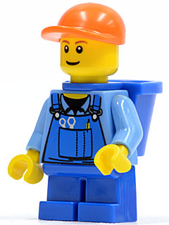 Overalls with Tools in Pocket Blue, Orange Short Bill Cap, Blue Short Legs, D-Basket, Reddish Brown Eyebrows – ГРАДСКИ