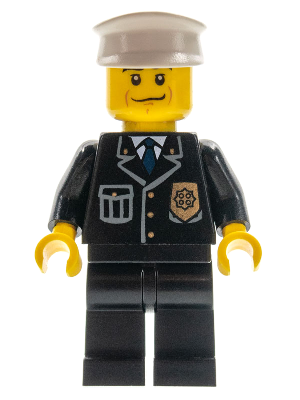 Police - City Suit with Blue Tie and Badge, Black Legs, Black Eyebrows, White Hat – ГРАДСКИ
