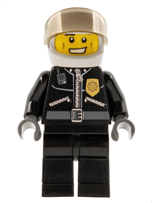 Police - City Leather Jacket with Gold Badge and 'POLICE' on Back, White Helmet, Trans-Brown Visor – ГРАДСКИ