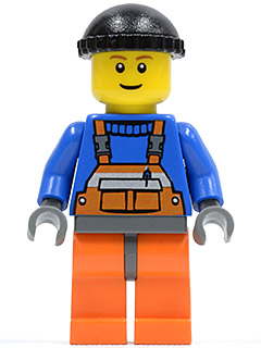 Overalls with Safety Stripe Orange, Orange Legs and Dark Bluish Gray Hips, Black Knit Cap – ГРАДСКИ
